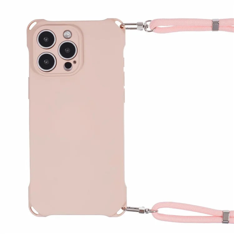 For iPhone 16 Pro Max Case Four Corner Anti Drop TPU Phone Cover with Hanging Rope