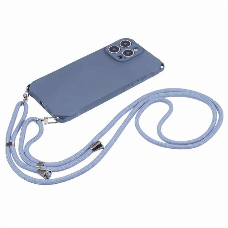 For iPhone 16 Pro Max Case Four Corner Anti Drop TPU Phone Cover with Hanging Rope