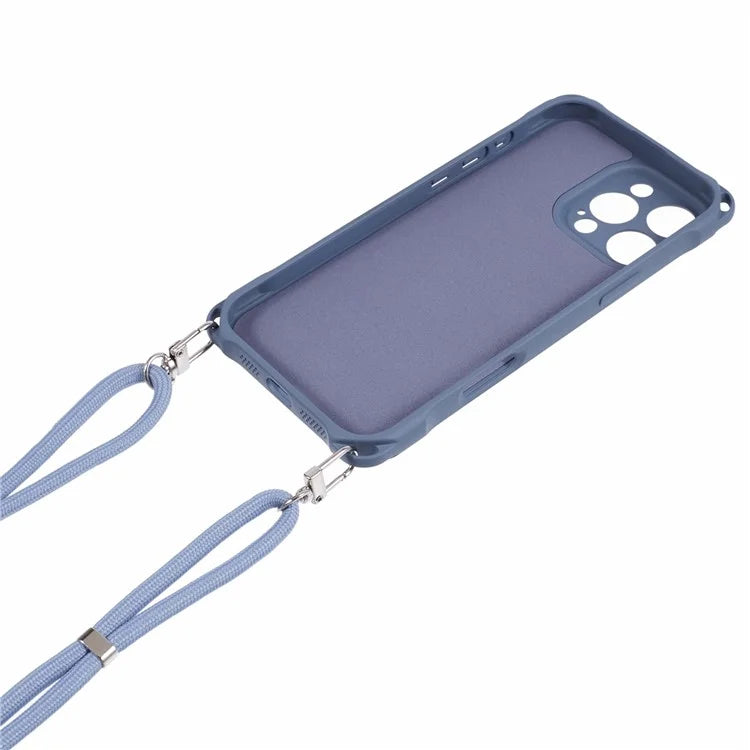 For iPhone 16 Pro Max Case Four Corner Anti Drop TPU Phone Cover with Hanging Rope