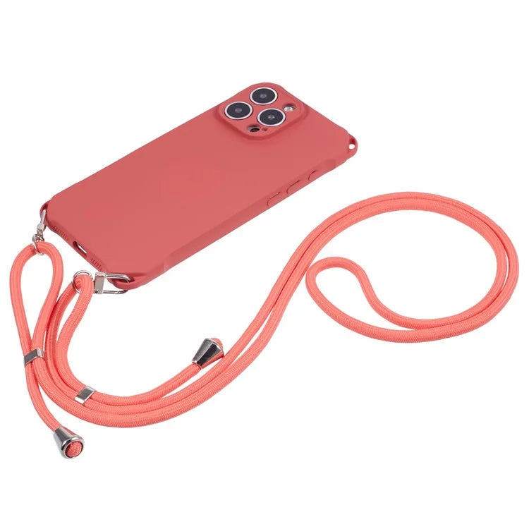For iPhone 16 Pro Max Case Four Corner Anti Drop TPU Phone Cover with Hanging Rope