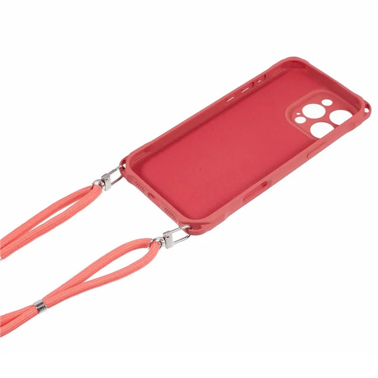 For iPhone 16 Pro Max Case Four Corner Anti Drop TPU Phone Cover with Hanging Rope