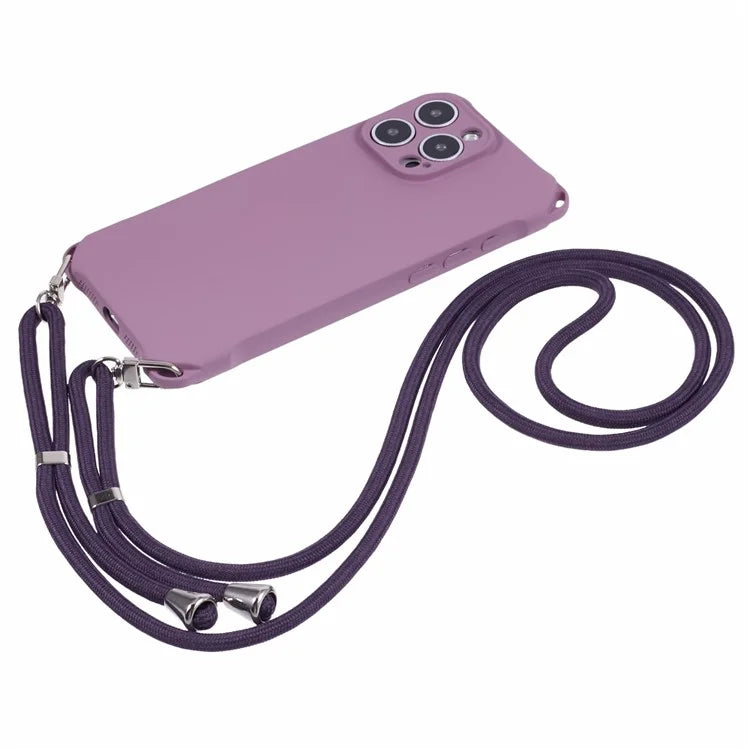 For iPhone 16 Pro Max Case Four Corner Anti Drop TPU Phone Cover with Hanging Rope