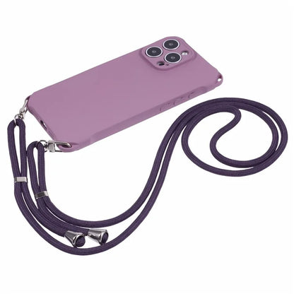 For iPhone 16 Pro Max Case Four Corner Anti Drop TPU Phone Cover with Hanging Rope