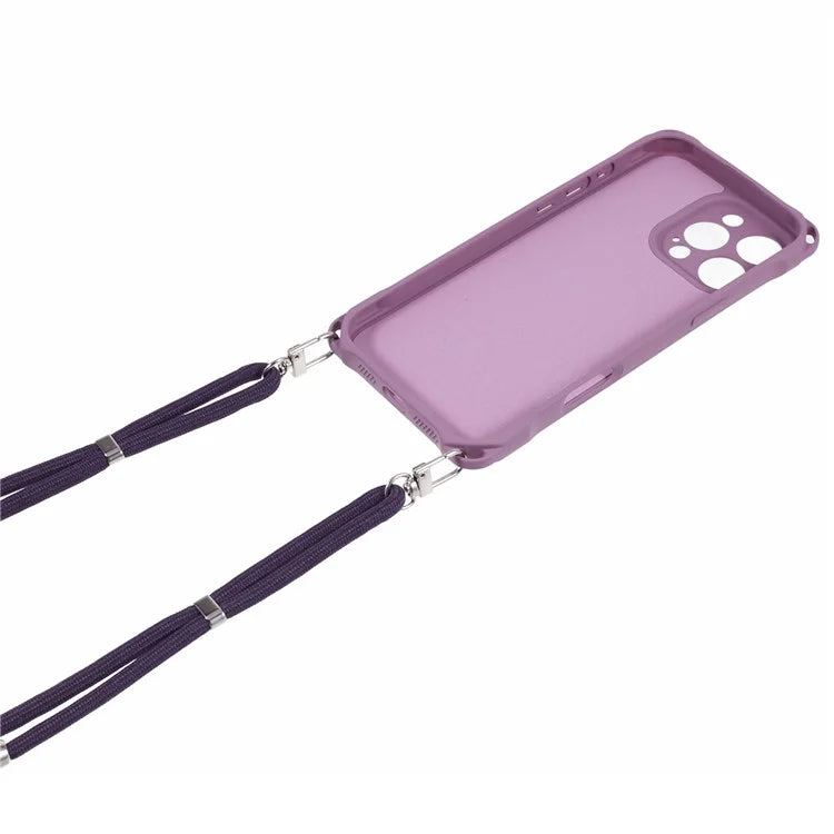 For iPhone 16 Pro Max Case Four Corner Anti Drop TPU Phone Cover with Hanging Rope