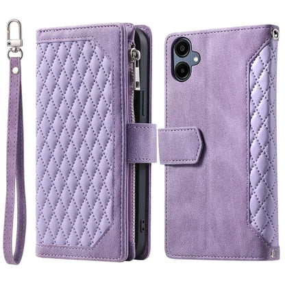 Style 005 For Samsung Galaxy A06 Wallet Case Rhombus Stitching Line PU Leather Phone Cover