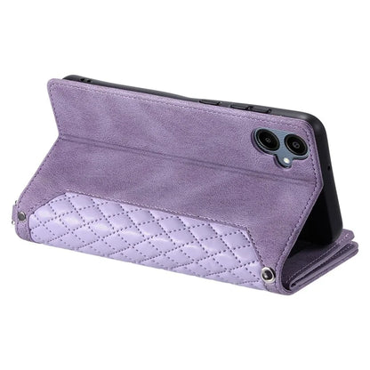 Style 005 For Samsung Galaxy A06 Wallet Case Rhombus Stitching Line PU Leather Phone Cover