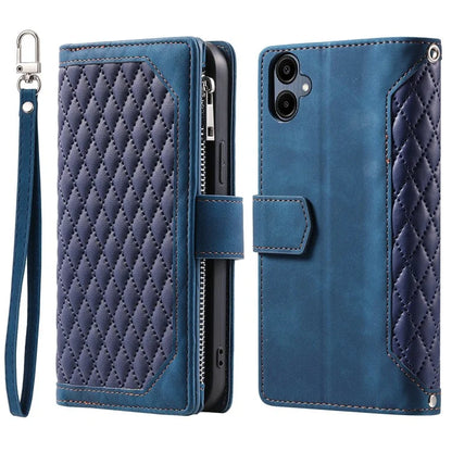 Style 005 For Samsung Galaxy A06 Wallet Case Rhombus Stitching Line PU Leather Phone Cover