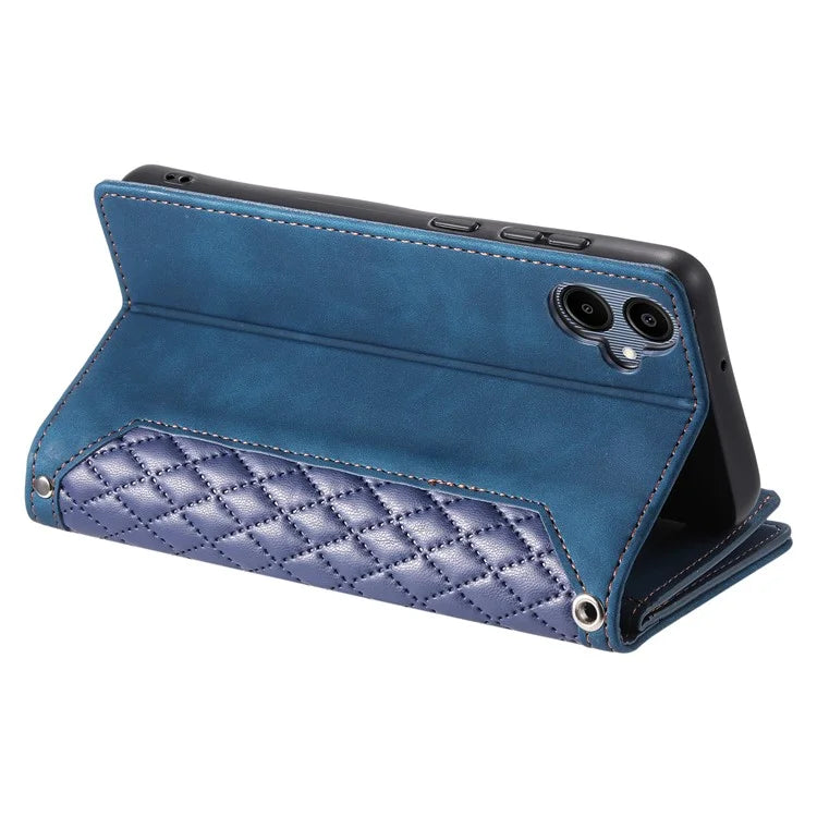 Style 005 For Samsung Galaxy A06 Wallet Case Rhombus Stitching Line PU Leather Phone Cover
