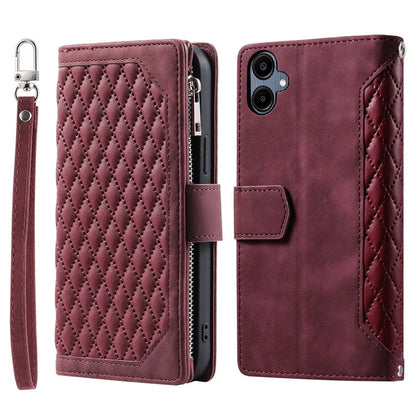Style 005 For Samsung Galaxy A06 Wallet Case Rhombus Stitching Line PU Leather Phone Cover