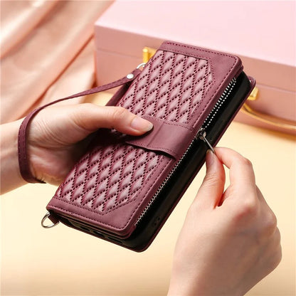 Style 005 For Samsung Galaxy A06 Wallet Case Rhombus Stitching Line PU Leather Phone Cover