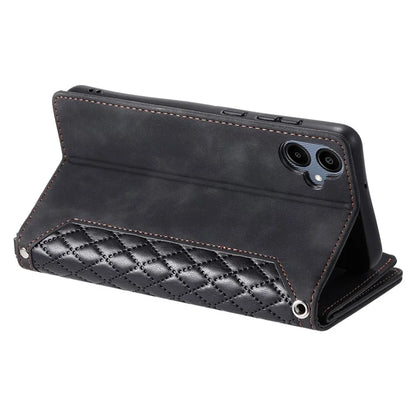 Style 005 For Samsung Galaxy A06 Wallet Case Rhombus Stitching Line PU Leather Phone Cover