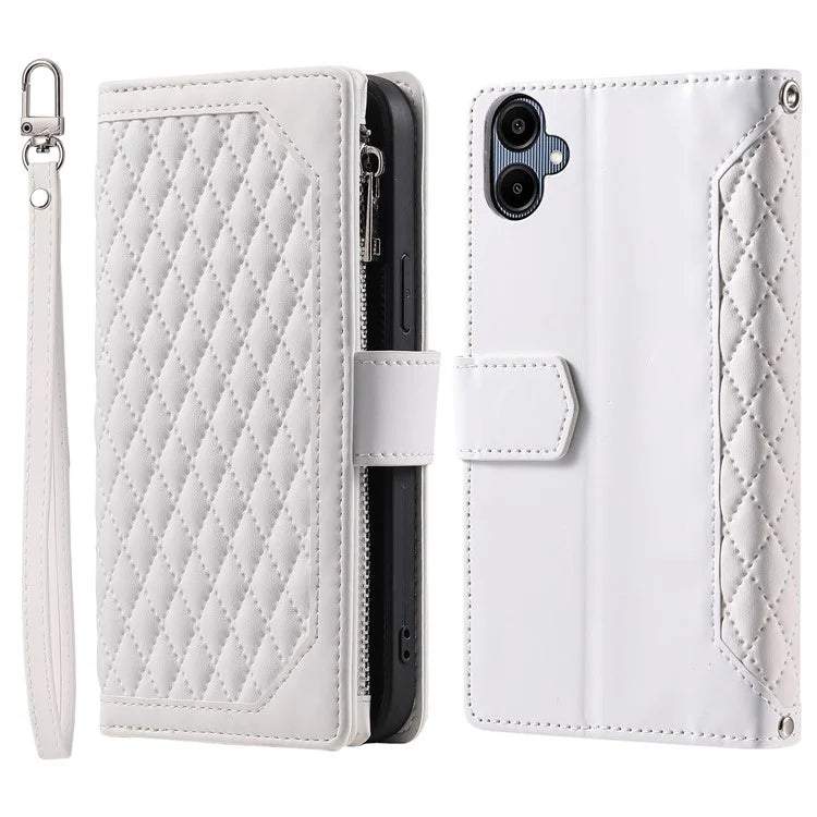 Style 005 For Samsung Galaxy A06 Wallet Case Rhombus Stitching Line PU Leather Phone Cover