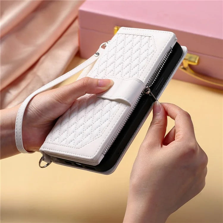 Style 005 For Samsung Galaxy A06 Wallet Case Rhombus Stitching Line PU Leather Phone Cover