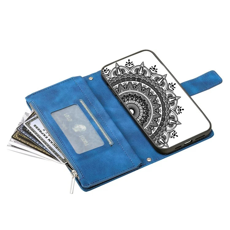 Style 006 For Samsung Galaxy A06 Wallet Case PU Leather Phone Cover Mandala Flower Pattern