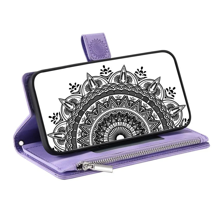 Style 006 For Samsung Galaxy A06 Wallet Case PU Leather Phone Cover Mandala Flower Pattern