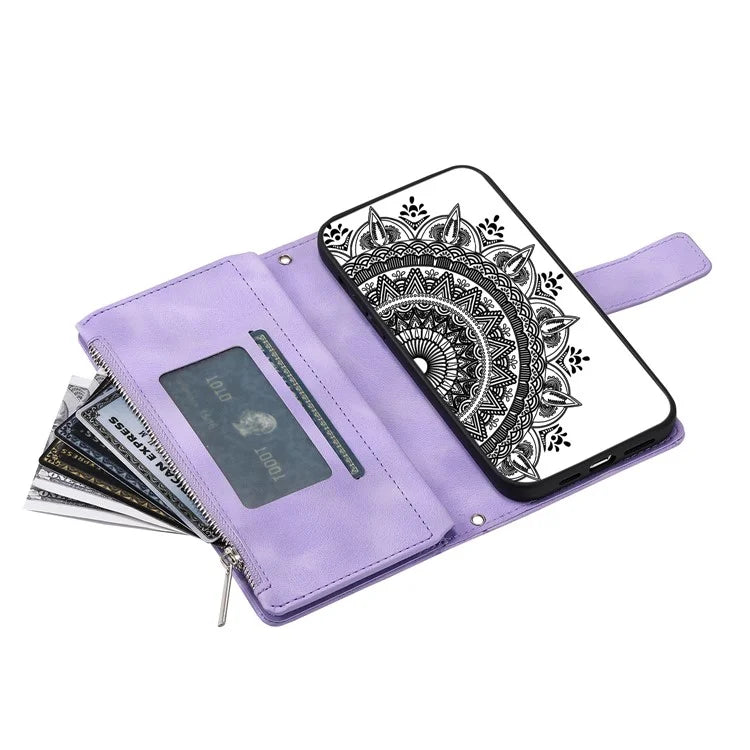 Style 006 For Samsung Galaxy A06 Wallet Case PU Leather Phone Cover Mandala Flower Pattern