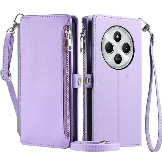 015 Style For Xiaomi Redmi 14C 4G Case TPU+PU Leather Wallet Phone Cover with Straps