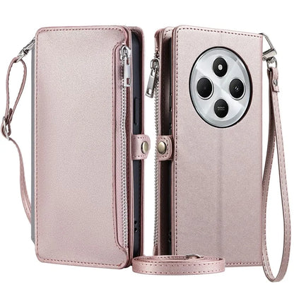 015 Style For Xiaomi Redmi 14C 4G Case TPU+PU Leather Wallet Phone Cover with Straps