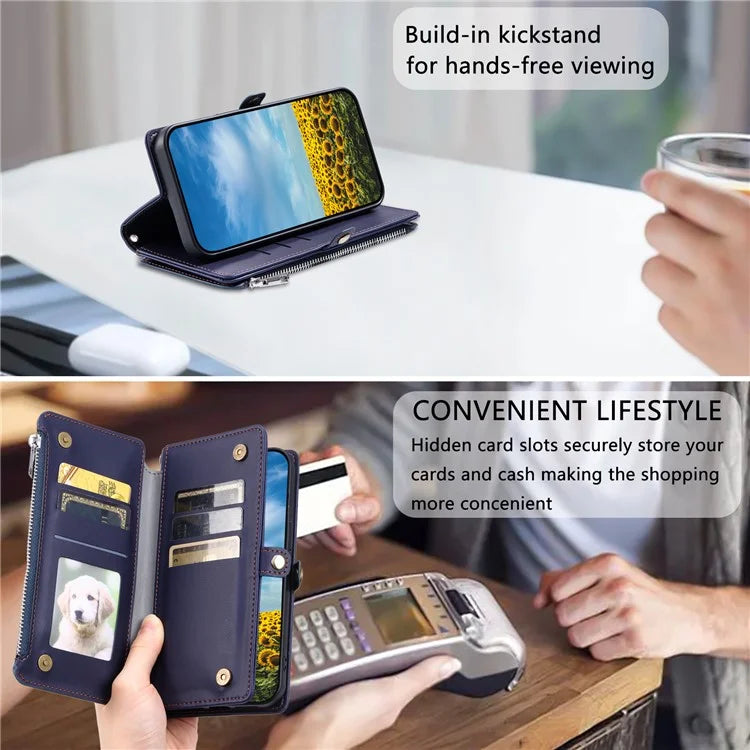 015 Style For Xiaomi Redmi 14C 4G Case TPU+PU Leather Wallet Phone Cover with Straps