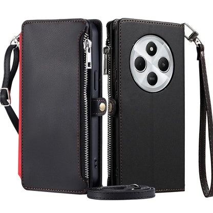 015 Style For Xiaomi Redmi 14C 4G Case TPU+PU Leather Wallet Phone Cover with Straps
