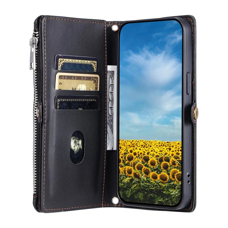 015 Style For Xiaomi Redmi 14C 4G Case TPU+PU Leather Wallet Phone Cover with Straps