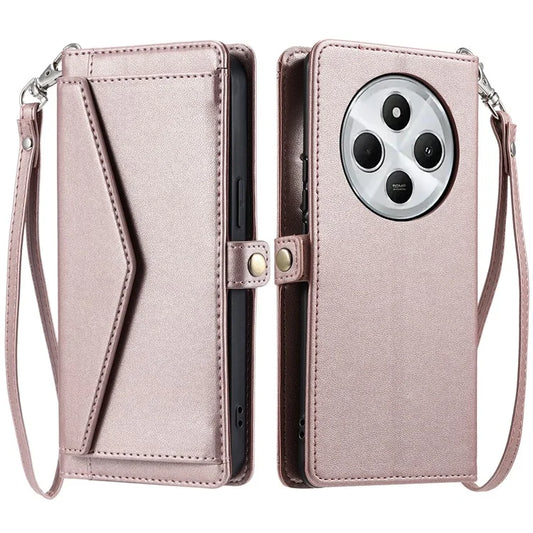 For Xiaomi Redmi 14C 4G Leather Case with Wrist Strap Wallet Stand Phone Cover