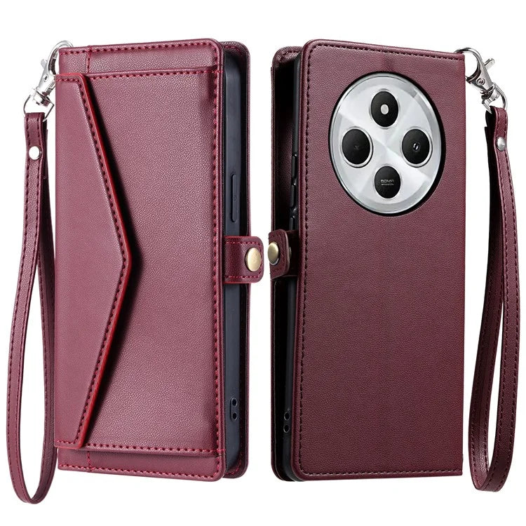 For Xiaomi Redmi 14C 4G Leather Case with Wrist Strap Wallet Stand Phone Cover