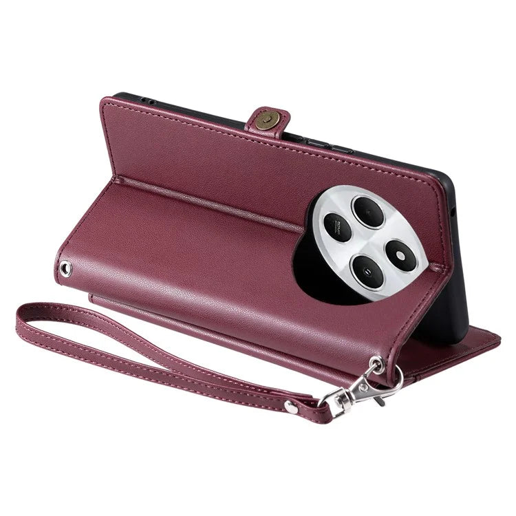 For Xiaomi Redmi 14C 4G Leather Case with Wrist Strap Wallet Stand Phone Cover