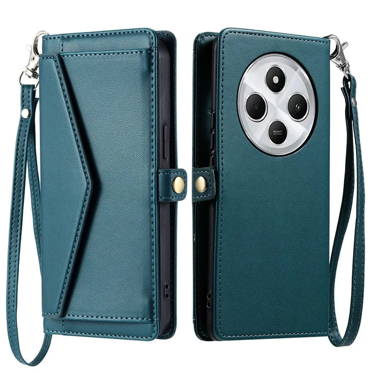 For Xiaomi Redmi 14C 4G Leather Case with Wrist Strap Wallet Stand Phone Cover