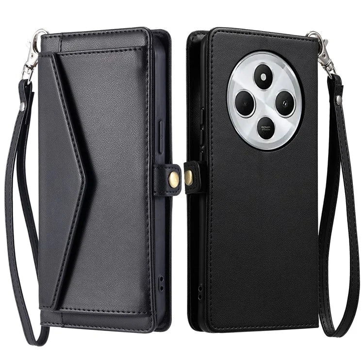 For Xiaomi Redmi 14C 4G Leather Case with Wrist Strap Wallet Stand Phone Cover