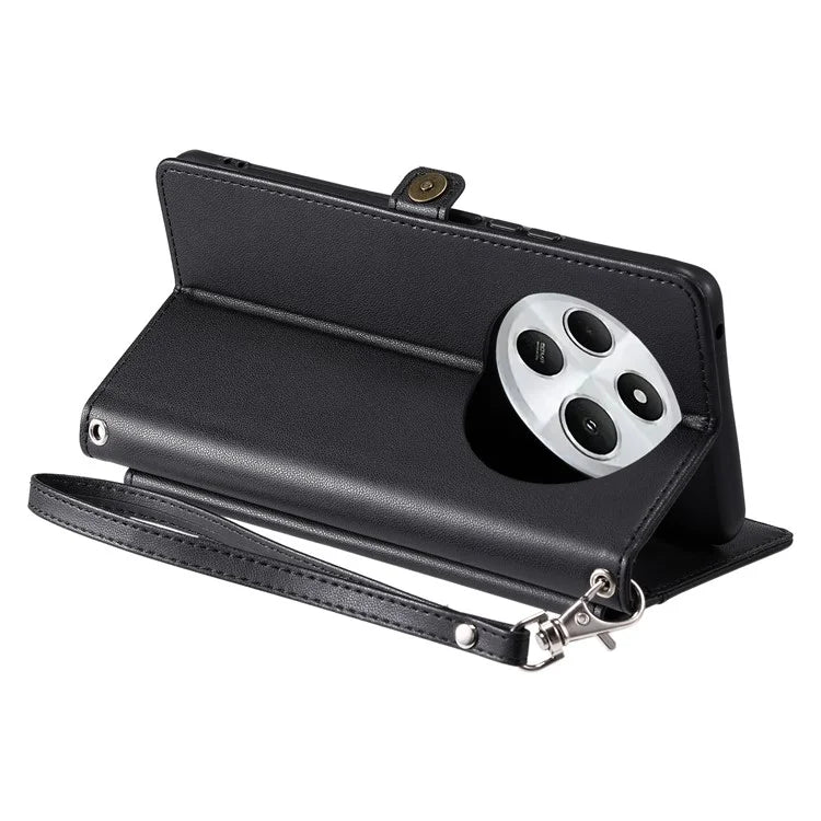 For Xiaomi Redmi 14C 4G Leather Case with Wrist Strap Wallet Stand Phone Cover