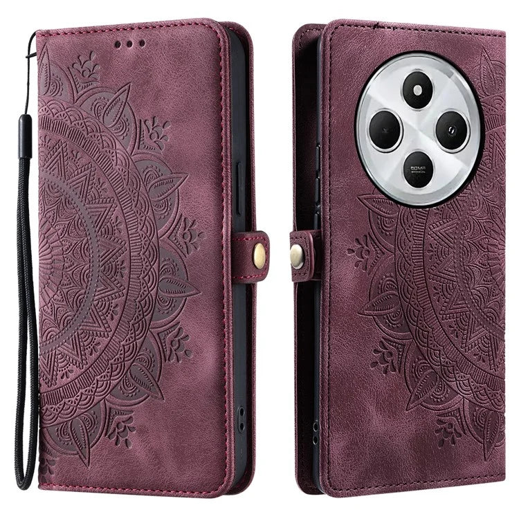 Style 016 For Xiaomi Redmi 14C 4G Case Skin Feel Totem Imprinted Wallet Leather Phone Cover