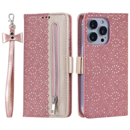 For iPhone 16 Pro Max Wallet Case PU Leather Zipper Pocket Phone Cover