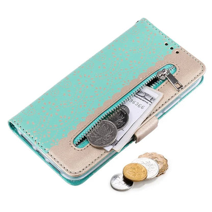 For iPhone 16 Plus Wallet Case PU Leather Zipper Pocket Phone Cover