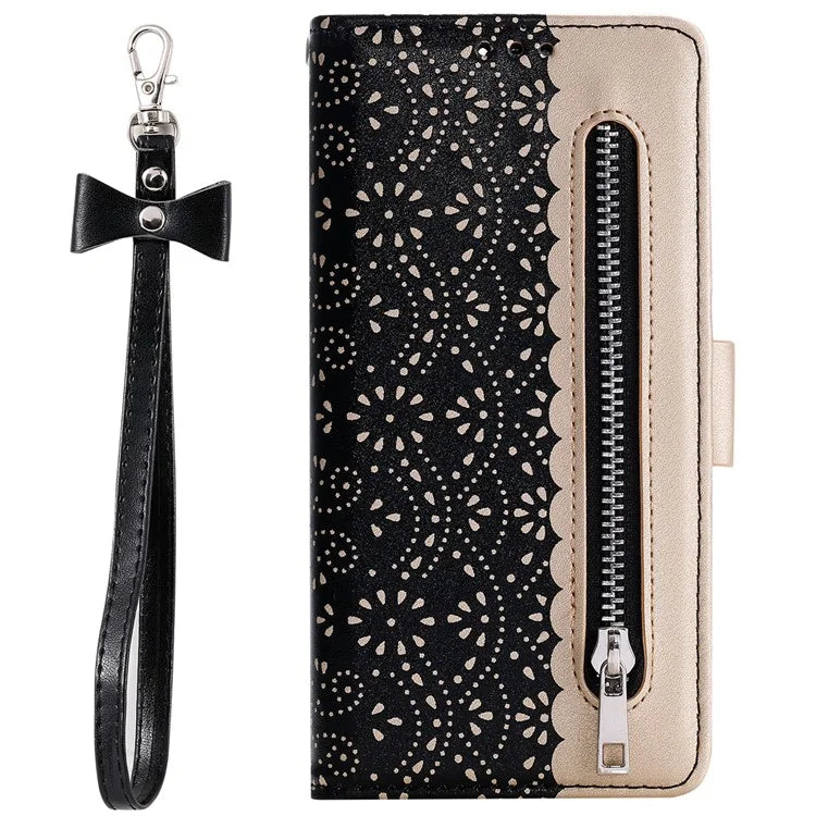 For iPhone 16 Plus Wallet Case PU Leather Zipper Pocket Phone Cover