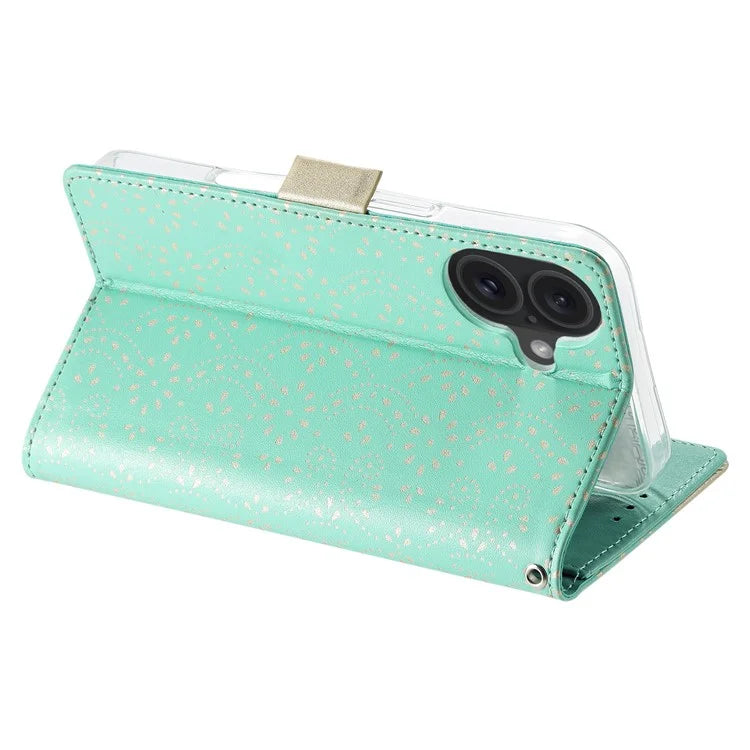 For iPhone 16 Wallet Case PU Leather Zipper Pocket Phone Cover