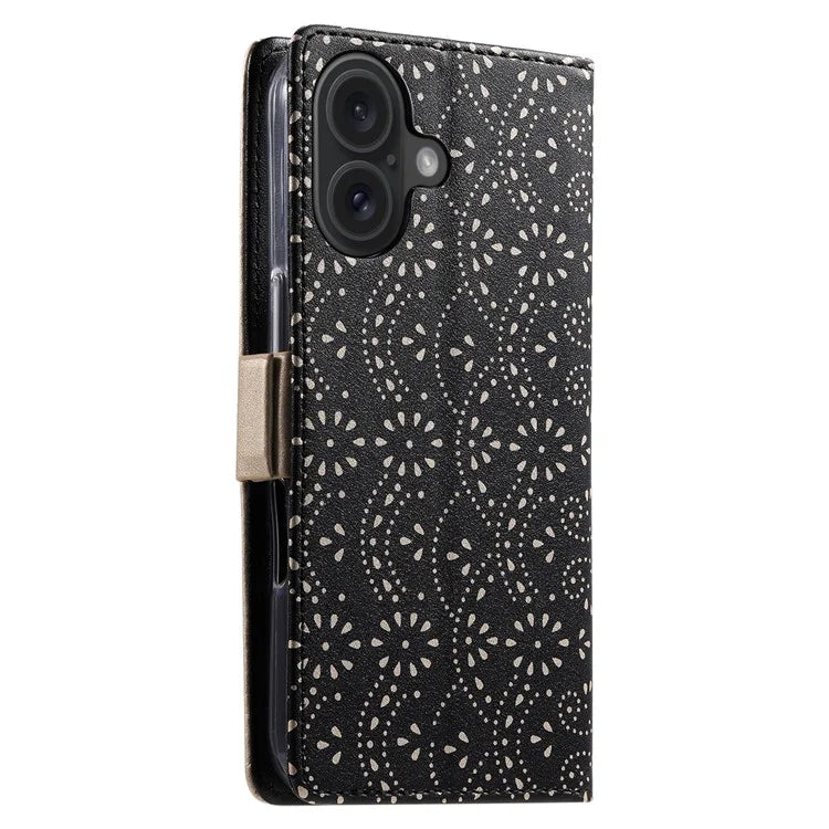 For iPhone 16 Wallet Case PU Leather Zipper Pocket Phone Cover