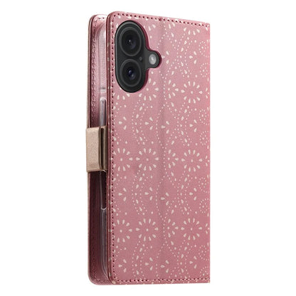 For iPhone 16 Wallet Case PU Leather Zipper Pocket Phone Cover