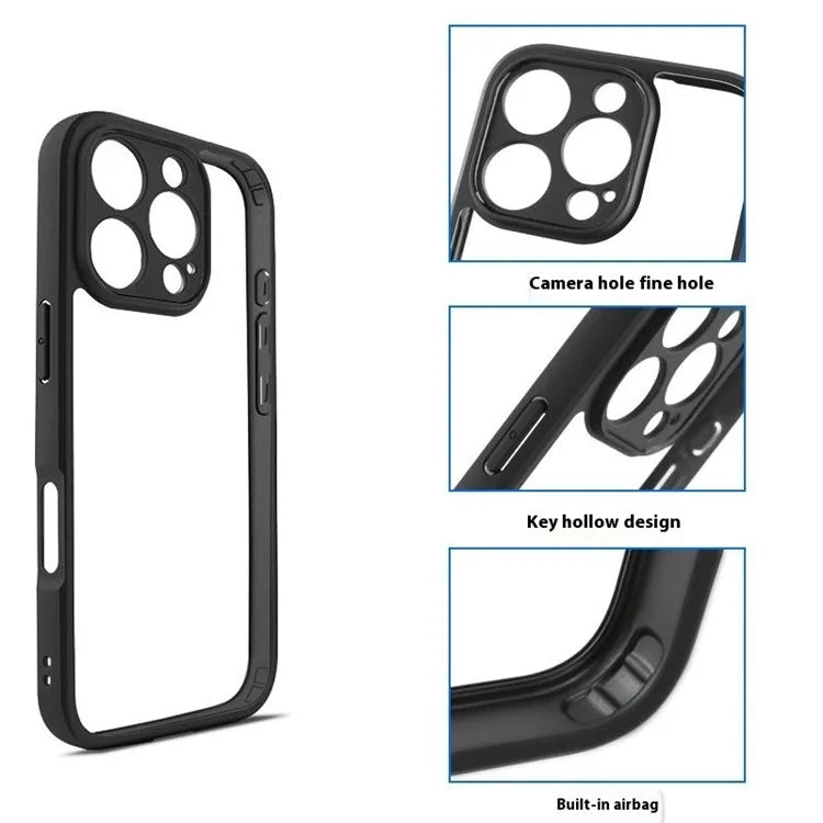 For iPhone 16 Pro Case Shockproof PC+TPU Clear Back Phone Cover