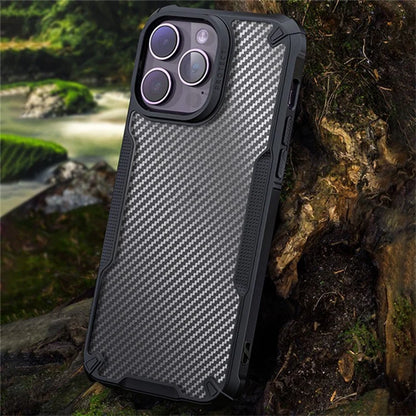For iPhone 16 Pro Case PC+TPU Phone Cover Anti-Scratch Phone Case Carbon Fiber Texture Shell