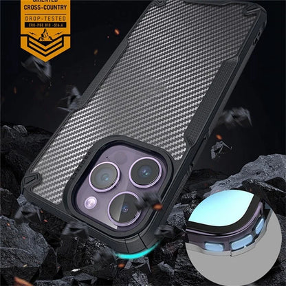 For iPhone 16 Pro Max Case PC+TPU Phone Cover Anti-Scratch Phone Case Carbon Fiber Texture Shell