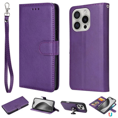 KT Leather Series-3 For iPhone 16 Pro Max Case PU Leather 2 in 1 Wallet Phone Cover Magnetic Detachable