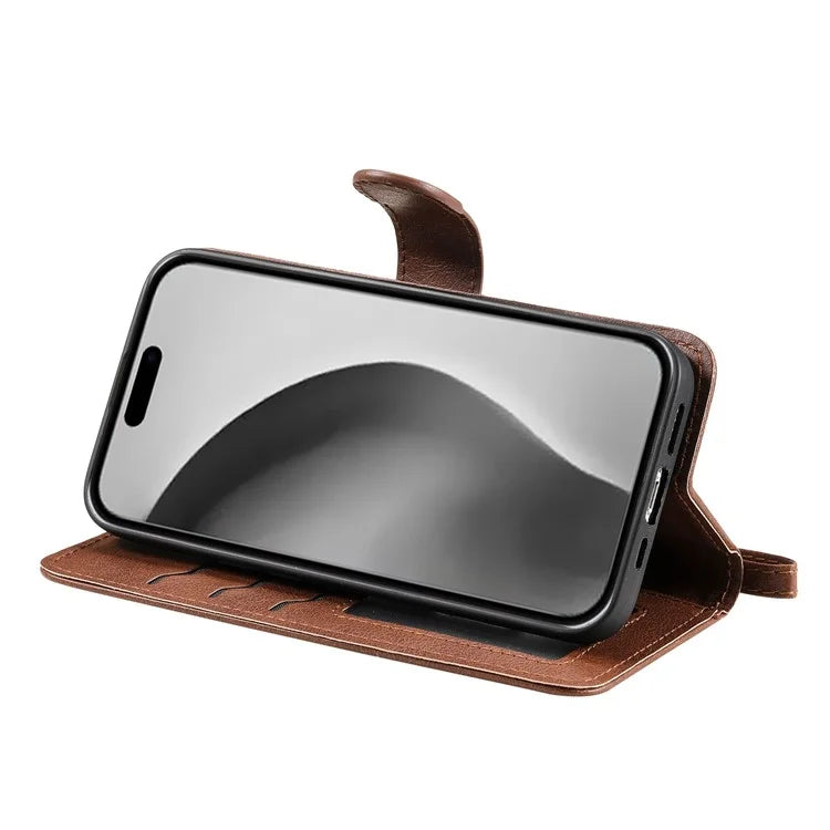 KT Leather Series-3 For iPhone 16 Pro Max Case PU Leather 2 in 1 Wallet Phone Cover Magnetic Detachable