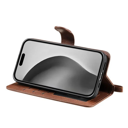 KT Leather Series-3 For iPhone 16 Pro Max Case PU Leather 2 in 1 Wallet Phone Cover Magnetic Detachable
