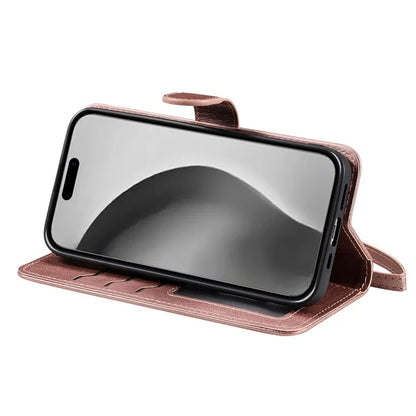 KT Leather Series-3 For iPhone 16 Pro Max Case PU Leather 2 in 1 Wallet Phone Cover Magnetic Detachable