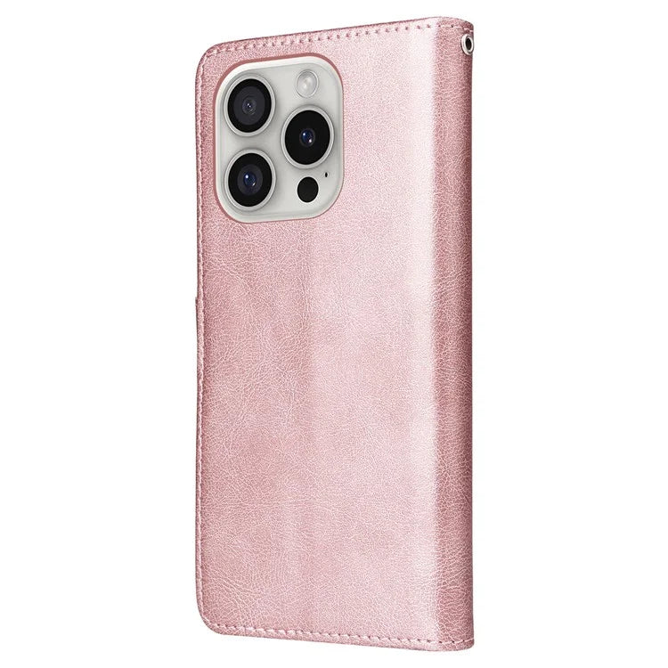 KT Leather Series-3 For iPhone 16 Pro Max Case PU Leather 2 in 1 Wallet Phone Cover Magnetic Detachable