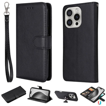 KT Leather Series-3 For iPhone 16 Pro Max Case PU Leather 2 in 1 Wallet Phone Cover Magnetic Detachable