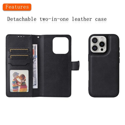 KT Leather Series-3 For iPhone 16 Pro Max Case PU Leather 2 in 1 Wallet Phone Cover Magnetic Detachable
