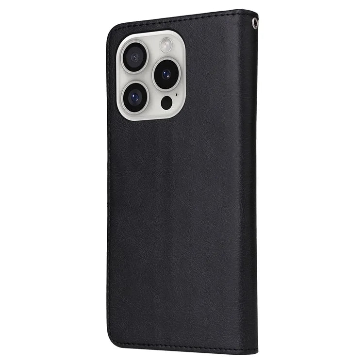 KT Leather Series-3 For iPhone 16 Pro Max Case PU Leather 2 in 1 Wallet Phone Cover Magnetic Detachable