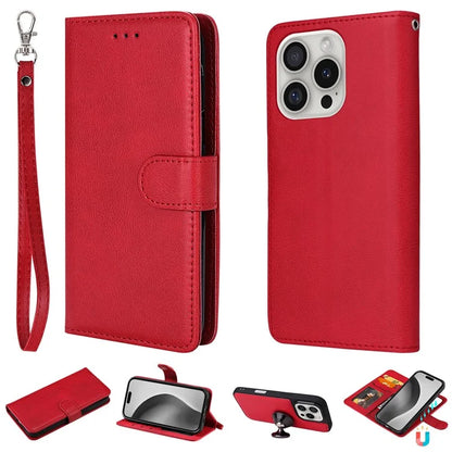KT Leather Series-3 For iPhone 16 Pro Max Case PU Leather 2 in 1 Wallet Phone Cover Magnetic Detachable